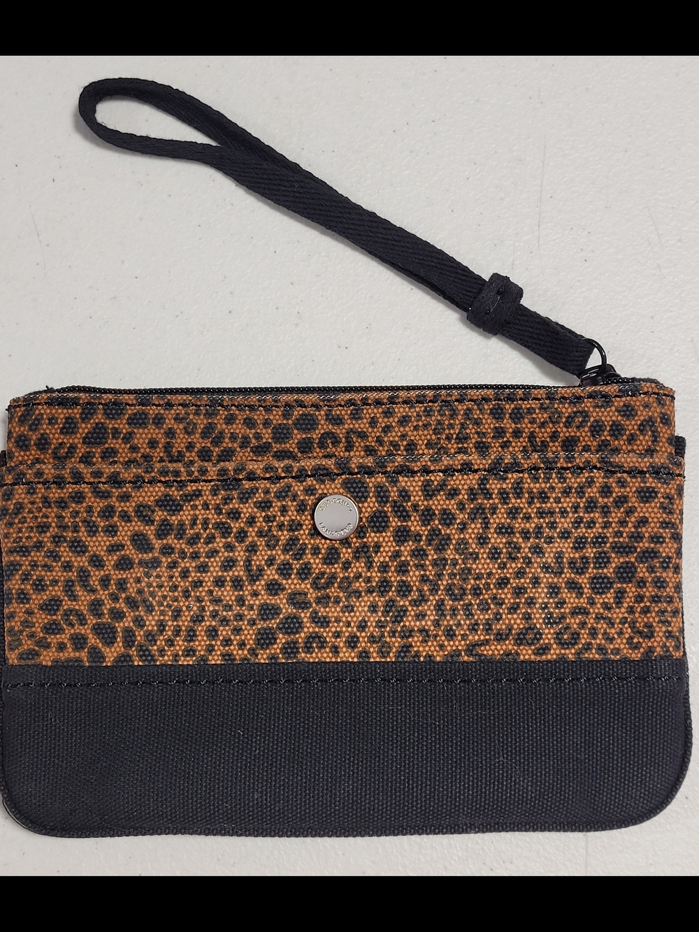 Lands' End Leopard Print Wristlet in Black and Tan